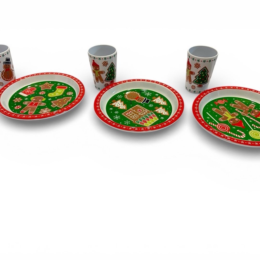 Kids Festive Holiday 6pc Plate and Cup Set